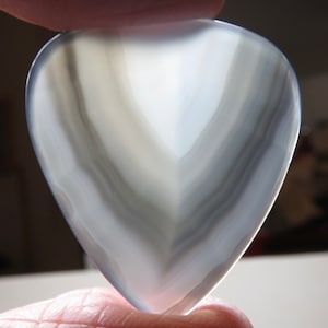 Black & Clear Banded Agate Gemstone Guitar Pick, Stone Guitar Pick