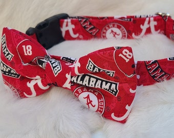 Gray Elephant Football Dog Collar ~ Bama Dog Collar ~ University of Alabama Collar ~ Alabama Crimson Tide Dog Collar ~ University of Alabama