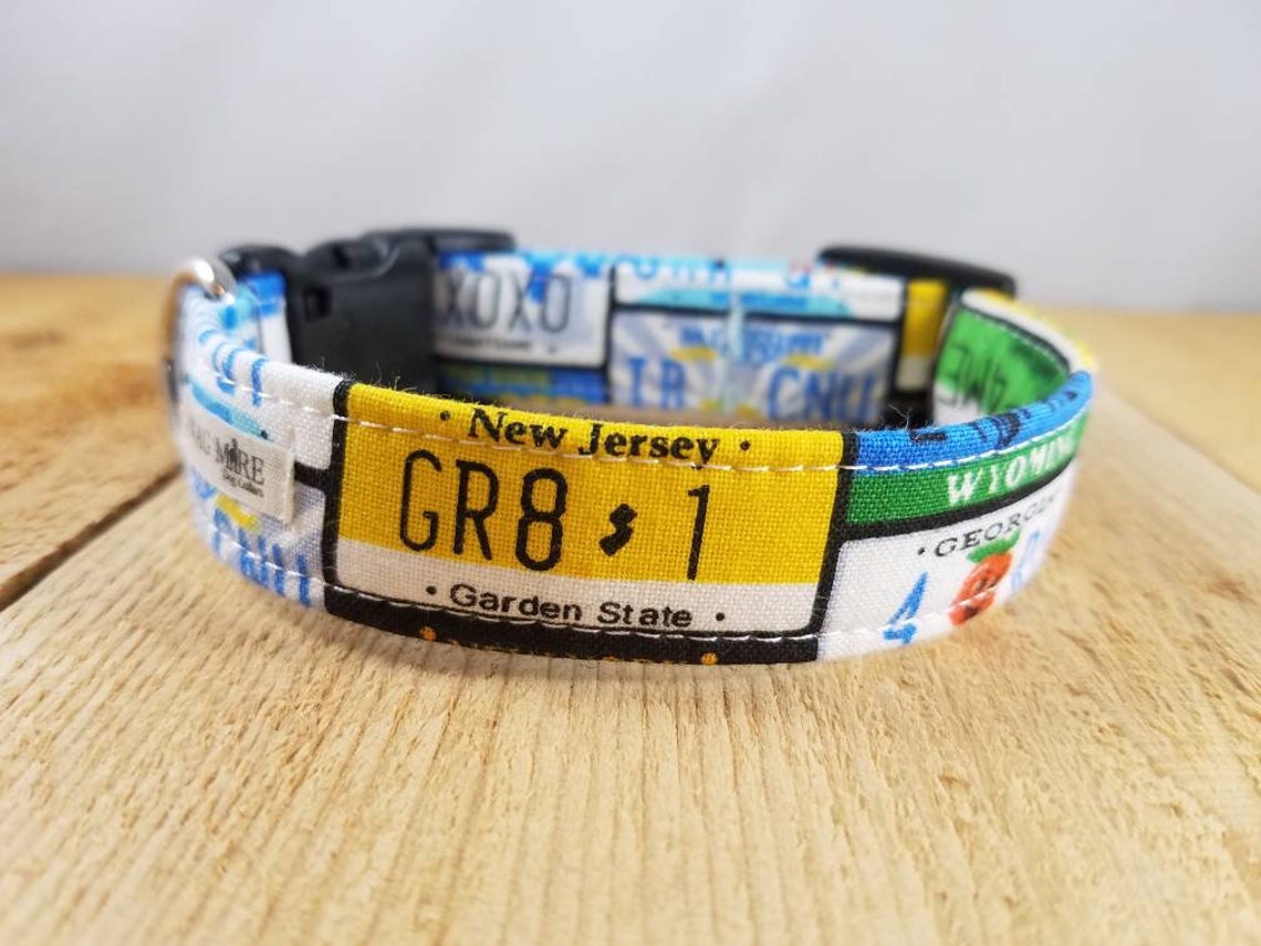 Cool Dog Collar / USA Tags Dog Collar / Colorful State Tags Etsy