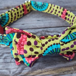Boho Eclectic Dog Collar ~ Polka Dot cCollar ~ Ethnic Pattern Dog Dollar ~ Cool Dog Collar  ~ Yellow Dog Collar