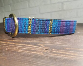 Blue Dog Collar - Handwoven Dog Collar - Cool Dog Collar - Serape Dog Collar - Striped Collar - Fun Dog Collar Guatemalan Fabric - Toto belt