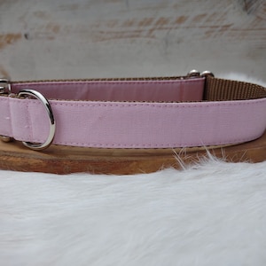 Pink Linen Dog Collar - Washed Linen Collar - Canvas Dog Collar - Girl Dog Collar - Linen Dog Collar