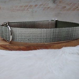 Mossy Green Plaid  Dog Collar - Woodland Dog Collar - Puppy Dog Collar - Plaid Collar - Brushed Cotton Collar - Tartan Dog Collar