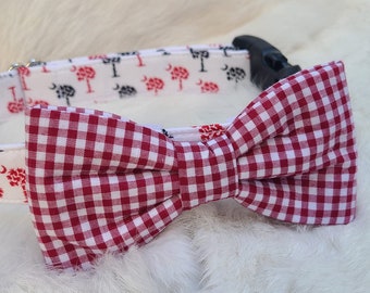 Gamecock  South Carolina Palmetto gingham dog collar with bow tie ~ University of South Carolina ~ Garnet checkered collar ~ USC Dog Collar