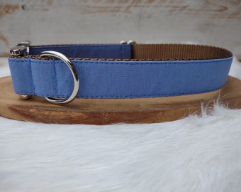 Sky Blue  Linen Dog Collar - Washed Linen Collar - Canvas Dog Collar - Linen Dog Collar