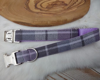 Lavender Plaid  Dog Collar - Cool Dog Collar - Girl Dog Collar - Fall Plaid Collar - Tartan Plaid Dog  Collar - Pretty Plaid Girl Dog Collar