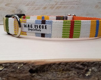 Orange Dog Collar - Serape Dog Collar - Handwoven Collar - Cool Dog Collar - Geometric Dog Collar - Striped Collar - Aztec Dog Collar