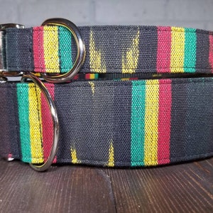 Rasta Dog Collar - One Love Dog Collar - Cool Dog Collar - Rastafarian - Jamaican Style - Striped Collar - Fun Dog Collar Guatemalan Fabric