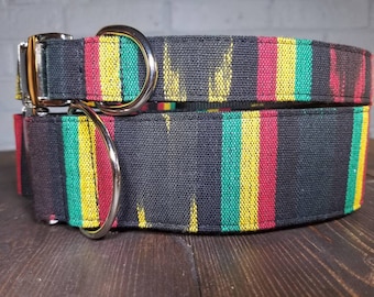 Rasta Dog Collar - One Love Dog Collar - Cool Dog Collar - Rastafarian - Jamaican Style - Striped Collar - Fun Dog Collar Guatemalan Fabric
