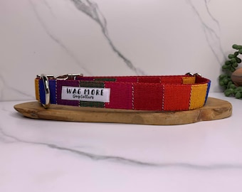 Rainbow Dog Collar - Handwoven Dog Collar - Cool Dog Collar - Geometric Dog Collar - Striped Collar - Pride Dog Collar - LGBT Dog Collar