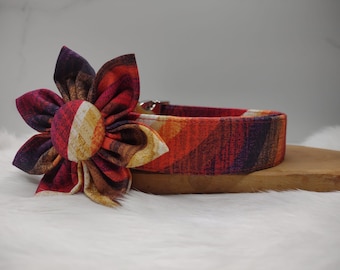 Earthy tones dog collar - Orange collar for large dog - Boho dog collar - Yellow dog collar - Eggplant dog collar - Cool collar for dogs