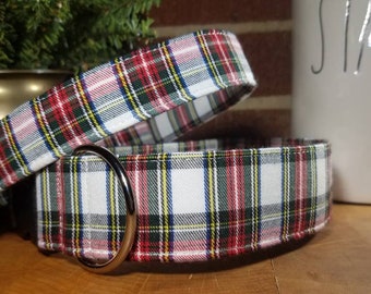 Tartan Plaid Dog Collar - Red Plaid Dog Collar - Green Plaid Collar -  Holiday Dog Collar - Male Dog Collar - Dog Gift "The Charles"