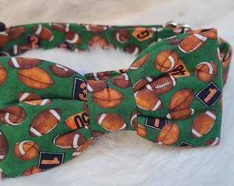 College Football Dog Collar ~ Game day dog collar ~  Football Dog Gear ~ Green balls dog collar