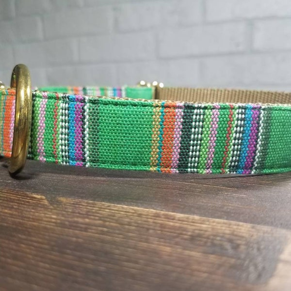 Green Dog Collar - Serape Dog Collar - Handwoven Dog Collar - Cool Dog Collar - Geometric Dog Collar - Striped Collar - Fun Dog Collar