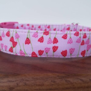 Pink tulip heart dog collar - Red heart dog collar - Valentine dog collar - Geometric Dog Collar -  Pink dog  Collar - Love dog collar
