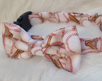 Baseball side release collar ~ Fabric dog collar ~ Adjustable collar ~ Baseball l team gift