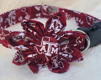 Texas A & M  Dog Collar ~ Auggies ~ University football NCAA ~ Texas College Football Dog Collar ~ Texas Dog Collar