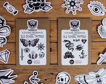 Gezeefdrukte stickers - Old school tattoos