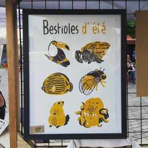 Bestioles de saison ("Seasonal critters") - 2 colors silkscreen posters
