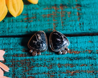 White Buffalo Turquoise Studs