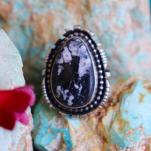 White Buffalo Turquoise Ring Size 8