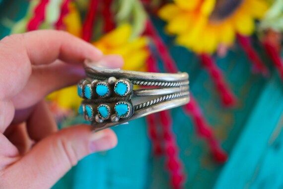 Old Pawn Zuni Turquoise Row Cuff - image 3