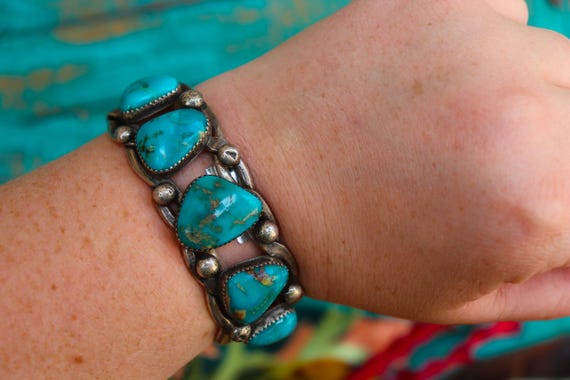 Old Pawn Turquoise Row Cuff - image 7