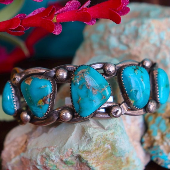 Old Pawn Turquoise Row Cuff - image 1