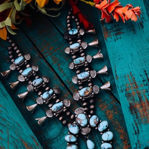 Golden Hills Turquoise Squash Blossom Necklace