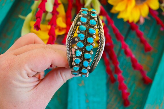 Old Pawn Zuni Turquoise Row Cuff - image 4