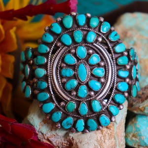 Large Old Pawn Turquoise Cluster Cuff