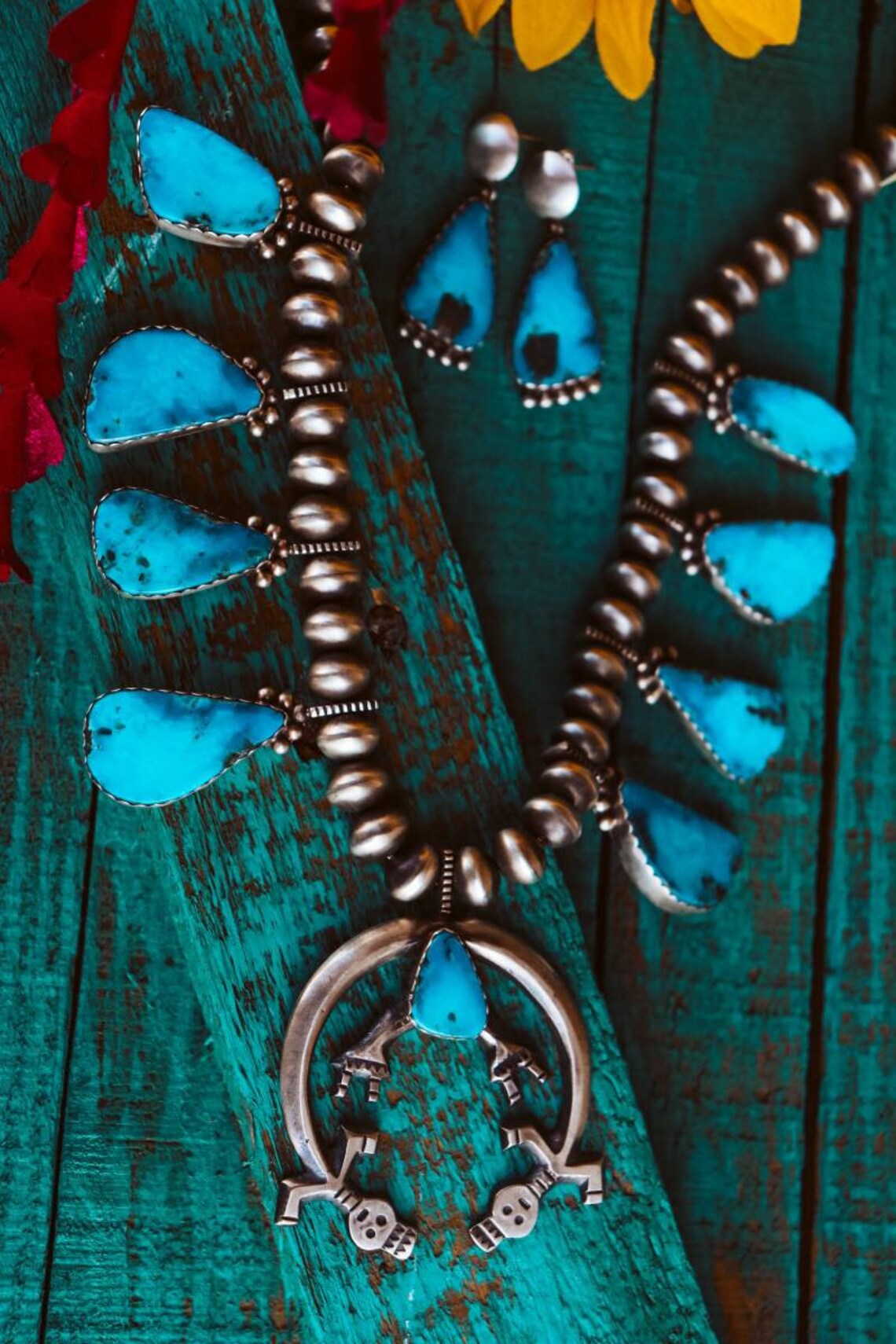 Turquoise Squash Blossom Set Etsy