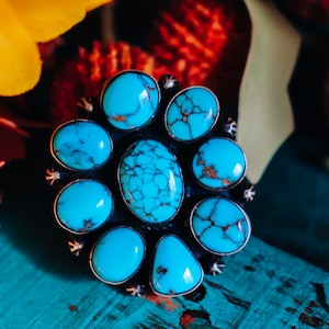 Large Prince Turquoise Cluster Ring Size 7