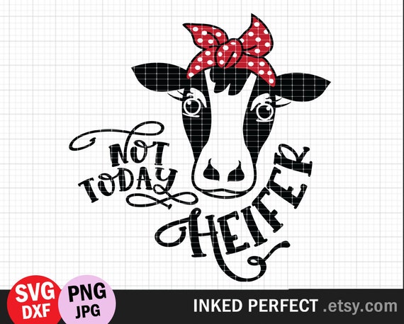 Download Not Today Heifer Svg Cow With Bandana Polka Dot Hiefer Etsy