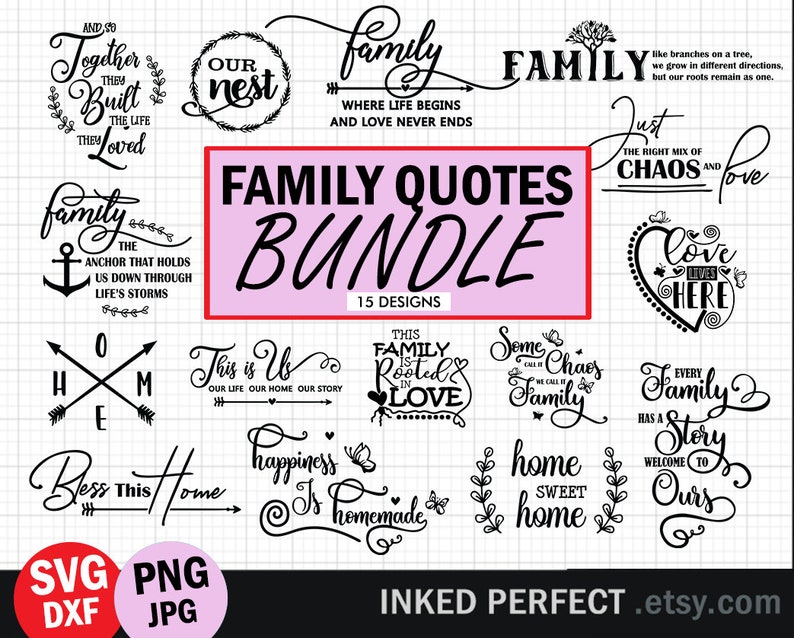 Download Family Quotes Svg Bundle Sign Maker Home Decor Wall Png Jpg Dxf Craft Supplies Tools Clothing Wearables