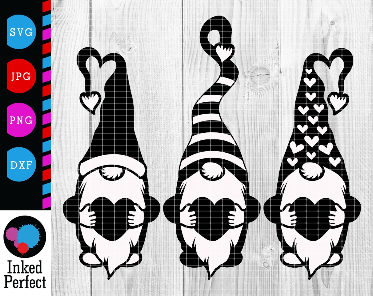 Gnome SVG Black Color Valentines Day Gift Gnomes Holding Heart | Etsy