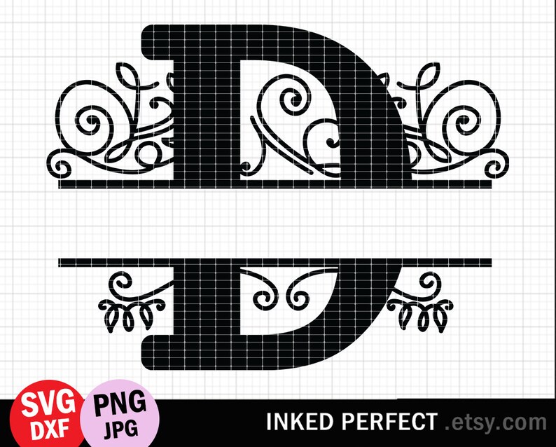 Download Split Monogram Letter D SVG Split Alphabet D Monogram Cut | Etsy