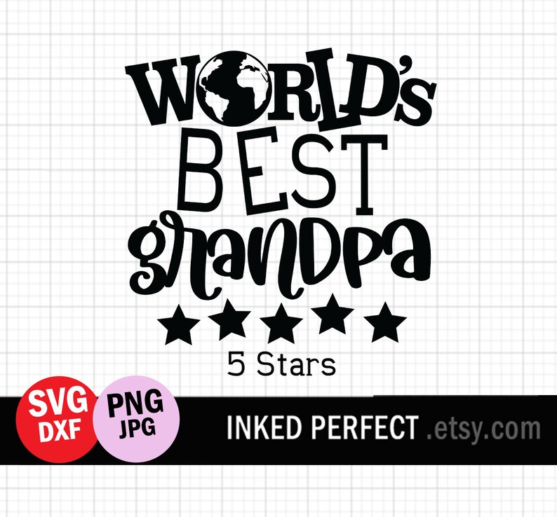 Download World's Best Grandpa Svg Granddad 5 Stars Fathers Day | Etsy