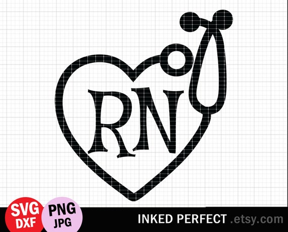 Download Rn Stethoscope Monogram Heart Registered Nurse Tag Stething Etsy