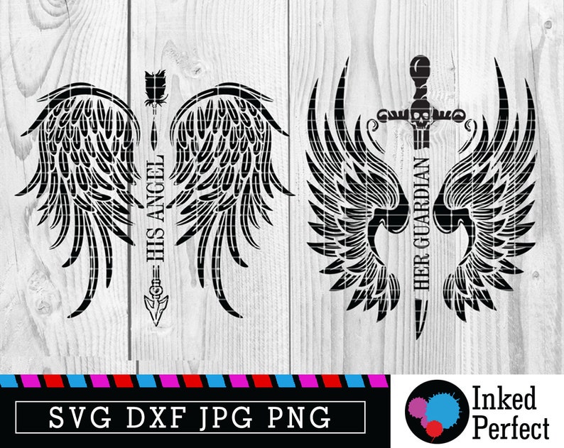 Download Couple Matching Outfit Svg Download His Angel Her Guardian ...