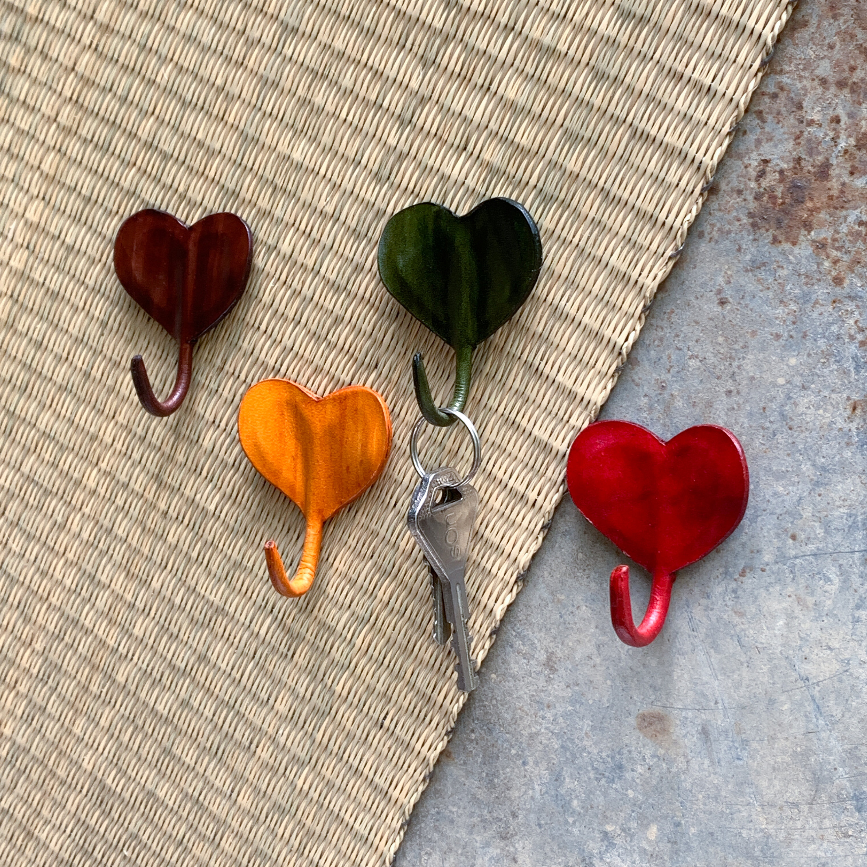 Hearty key hook bendable leather handcraft / Etsy