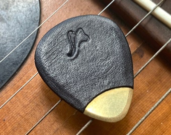 guitar picks, Brass Guitar Pick, brass picks with leather case keychain, musician gift, gift for him, keychain, Timber Tones