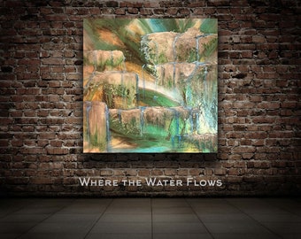 Where the Water Flows - Original Solfeggio 963 Hz Frequency Painting by KJ Burk
