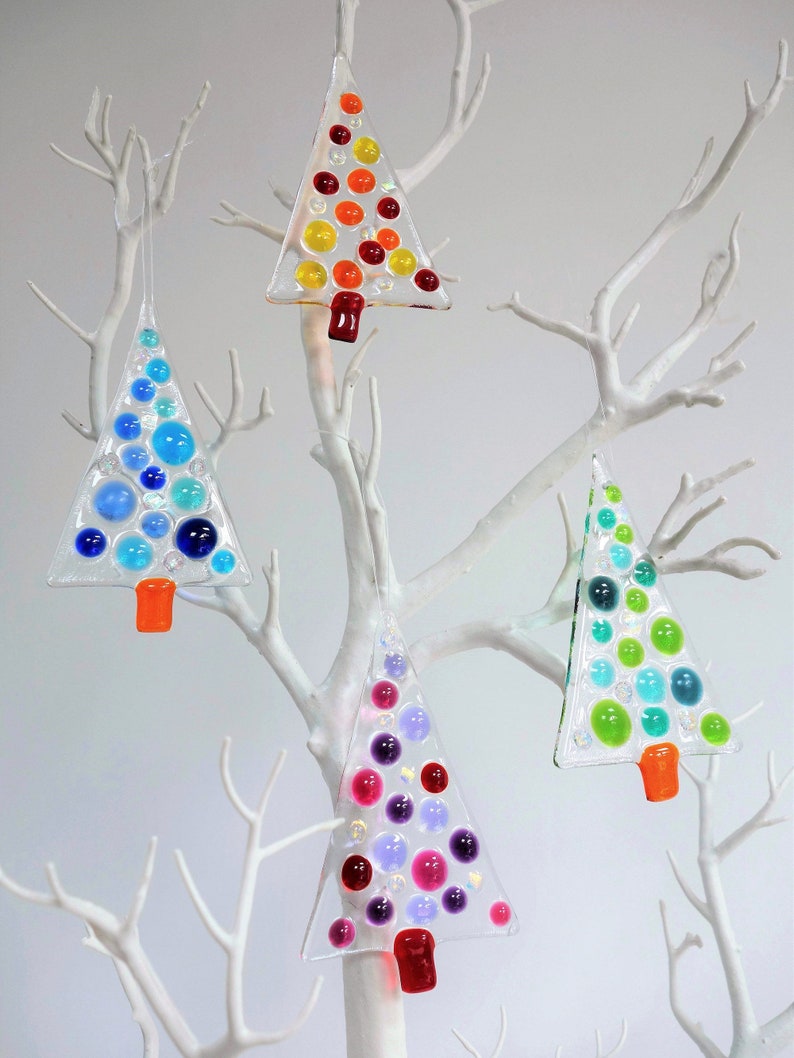 Fused Glass Christmas Tree Decorations 10 x 6 cm  Etsy
