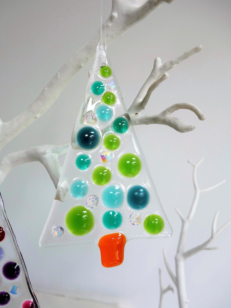 Fused Glass Christmas Tree Decorations 10 x 6 cm Etsy