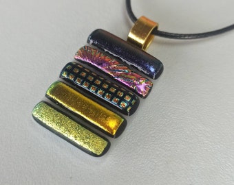 Original and unique multicolored dichroic handcrafted glass pendant