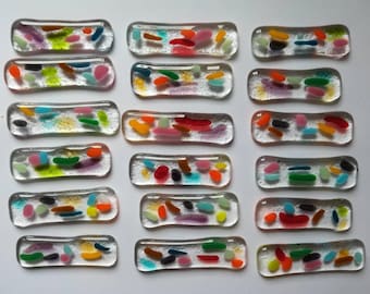 Set of 12 multicolored glass chopstick rests for your pretty tables, with box
