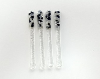 Set of 4 artisanal glass stirrers for coffee or cocktails - Color of your choice