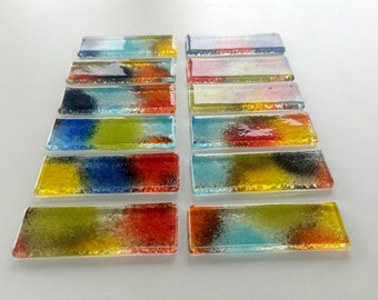 Set of large multi-colored glass knife holders for your pretty tables