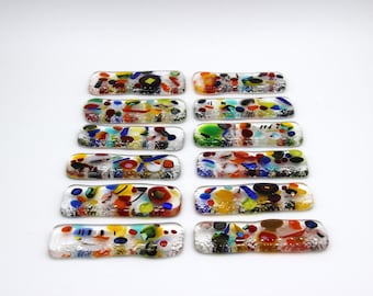 Set of knife holders - rainbow - very colorful - fused glass